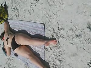 Candid Fat Ass on the beach cute feet