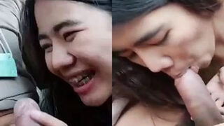 วัยรุ่นสาวฟันเหล็ก อมควย โม๊คสดในรถ แฟนให้ถอดเสื้อออก ได้อารมณ์มาก